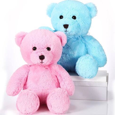 Wettarn 2 Pack Plush Bear Stuffed Animal 18 Inch Cuddly Stuffed Bears Plush with Bow for Kids Birthday Children's Day Baby Shower Party Favor Decors(Pink, Blue) in Saudi Arabia