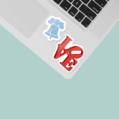 Philly Sticker Sheet - Set of 6 Mini Philadelphia Decals for Hydroflask Water Bottle - Wooder, Rocky, Love Park, Liberty Bell, Pretzel, & Center City Skyline in Saudi Arabia
