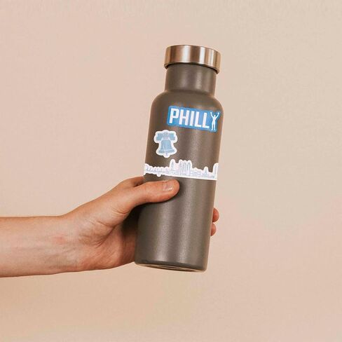 Philly Sticker Sheet - Set of 6 Mini Philadelphia Decals for Hydroflask Water Bottle - Wooder, Rocky, Love Park, Liberty Bell, Pretzel, & Center City Skyline in Saudi Arabia