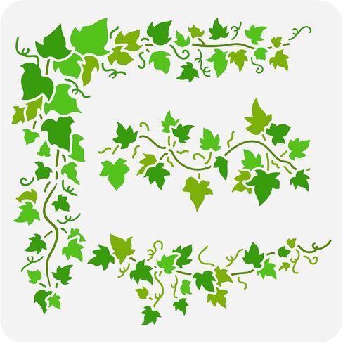 FINGERINSPIRE Ivy Painting Stencil 11.8x11.8 inch Hollow Out Vine Leaves Craft Reusable Wall Border Leaf Plastic PET Plant Stencil Template for Wall, Tiles, DIY Scrapbook, Photo Album in Saudi Arabia