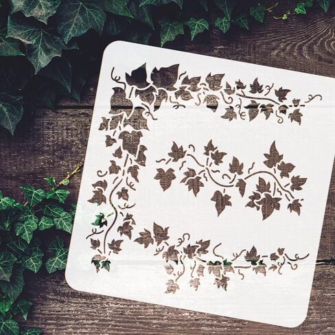 FINGERINSPIRE Ivy Painting Stencil 11.8x11.8 inch Hollow Out Vine Leaves Craft Reusable Wall Border Leaf Plastic PET Plant Stencil Template for Wall, Tiles, DIY Scrapbook, Photo Album in Saudi Arabia