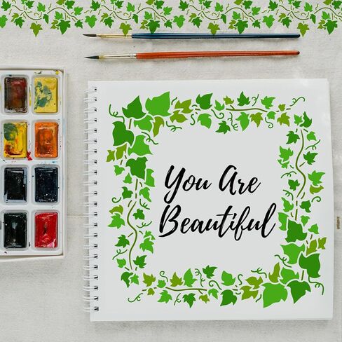 FINGERINSPIRE Ivy Painting Stencil 11.8x11.8 inch Hollow Out Vine Leaves Craft Reusable Wall Border Leaf Plastic PET Plant Stencil Template for Wall, Tiles, DIY Scrapbook, Photo Album in Saudi Arabia