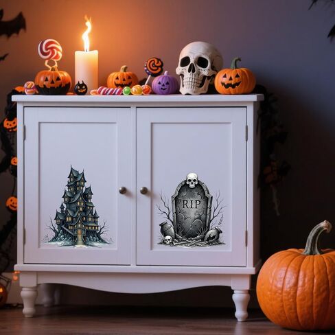 GLOBLELAND 4 Sheets Witchcraft Rub on Transfers Magical Hat Furniture Decor Transfers Mushrooms Skulls Books Decal Transfers Stickers for Bedroom Living Room Desk Table Decoration in Saudi Arabia