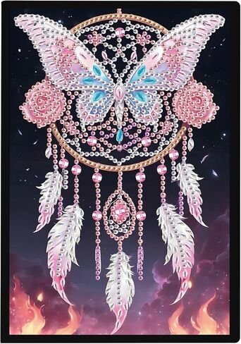 SHEGZHUC Diamond Painting Notebook Journal A5 Blank 14.5x21cm/5.7×8.26in Diamond Art Composition Journaling Notebooks Notepad Sketchbook Diary Special Drills Girls Gifts || Dream Catcher Butterfly in Saudi Arabia