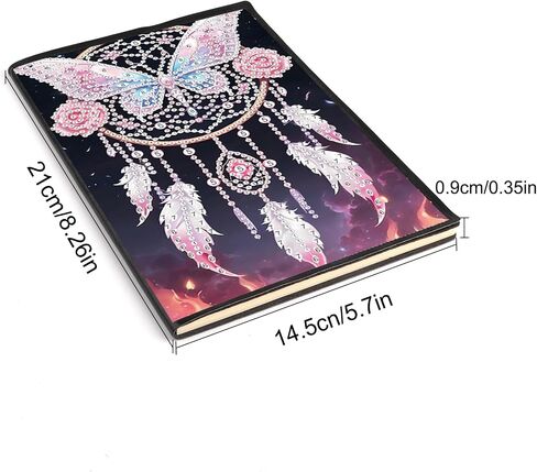 SHEGZHUC Diamond Painting Notebook Journal A5 Blank 14.5x21cm/5.7×8.26in Diamond Art Composition Journaling Notebooks Notepad Sketchbook Diary Special Drills Girls Gifts || Dream Catcher Butterfly in Saudi Arabia