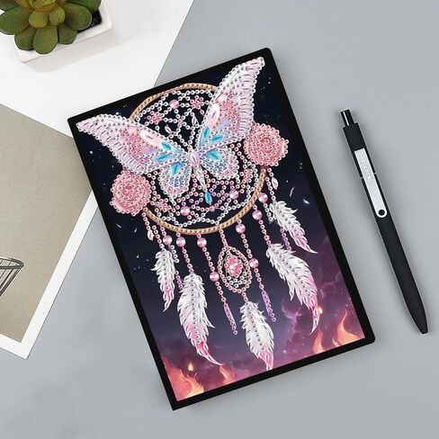 SHEGZHUC Diamond Painting Notebook Journal A5 Blank 14.5x21cm/5.7×8.26in Diamond Art Composition Journaling Notebooks Notepad Sketchbook Diary Special Drills Girls Gifts || Dream Catcher Butterfly in Saudi Arabia
