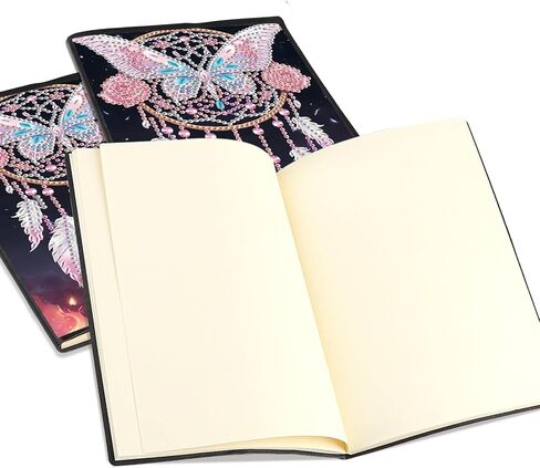 SHEGZHUC Diamond Painting Notebook Journal A5 Blank 14.5x21cm/5.7×8.26in Diamond Art Composition Journaling Notebooks Notepad Sketchbook Diary Special Drills Girls Gifts || Dream Catcher Butterfly in Saudi Arabia