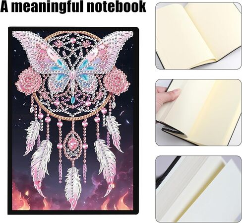 SHEGZHUC Diamond Painting Notebook Journal A5 Blank 14.5x21cm/5.7×8.26in Diamond Art Composition Journaling Notebooks Notepad Sketchbook Diary Special Drills Girls Gifts || Dream Catcher Butterfly in Saudi Arabia