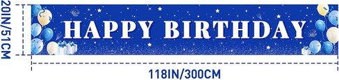لافتة عيد ميلاد سعيد سعيد للبنين والبنات - زخارف عيد ميلاد زرقاء نابضة بالحياة مع تصميم متين - جومبو 118x20 بوصة ديكور الحفلات القابلة لإعادة الاستخدام للاحتفالات الداخلية/الخارجية in Kuwait