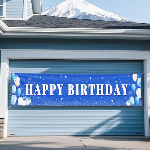 لافتة عيد ميلاد سعيد سعيد للبنين والبنات - زخارف عيد ميلاد زرقاء نابضة بالحياة مع تصميم متين - جومبو 118x20 بوصة ديكور الحفلات القابلة لإعادة الاستخدام للاحتفالات الداخلية/الخارجية in Kuwait