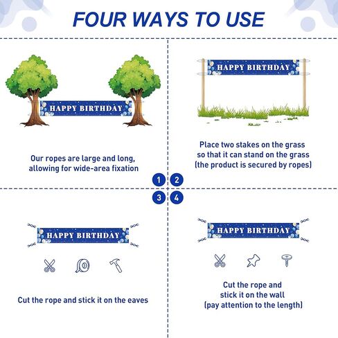 لافتة عيد ميلاد سعيد سعيد للبنين والبنات - زخارف عيد ميلاد زرقاء نابضة بالحياة مع تصميم متين - جومبو 118x20 بوصة ديكور الحفلات القابلة لإعادة الاستخدام للاحتفالات الداخلية/الخارجية in Kuwait