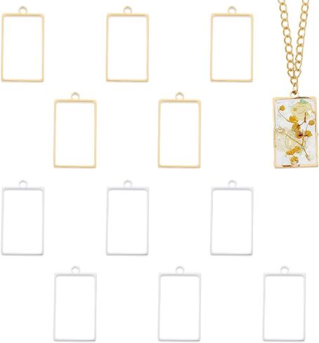 UNICRAFTALE Stainless Steel Rectangle Open Back Bezel Pendants Frame Pendants Charm Epoxy Resin Geometric Tray Pressed Flower Jewelry Blank Charms for UV Resin Making in Saudi Arabia