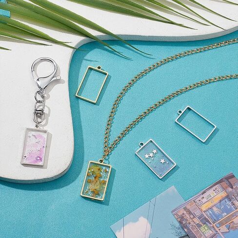 UNICRAFTALE Stainless Steel Rectangle Open Back Bezel Pendants Frame Pendants Charm Epoxy Resin Geometric Tray Pressed Flower Jewelry Blank Charms for UV Resin Making in Saudi Arabia