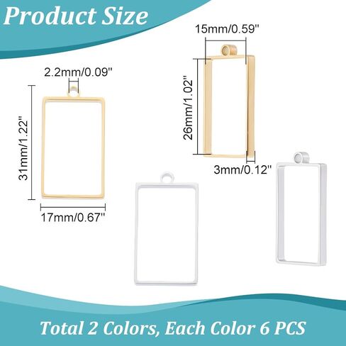 UNICRAFTALE Stainless Steel Rectangle Open Back Bezel Pendants Frame Pendants Charm Epoxy Resin Geometric Tray Pressed Flower Jewelry Blank Charms for UV Resin Making in Saudi Arabia