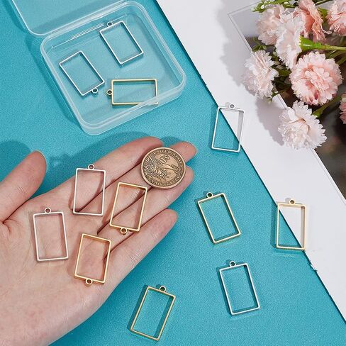 UNICRAFTALE Stainless Steel Rectangle Open Back Bezel Pendants Frame Pendants Charm Epoxy Resin Geometric Tray Pressed Flower Jewelry Blank Charms for UV Resin Making in Saudi Arabia