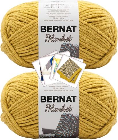Bernat Blanket Yarn - Big Ball (10.5 oz) - 2 Pack with Pattern Cards in Color (Moss) in Saudi Arabia