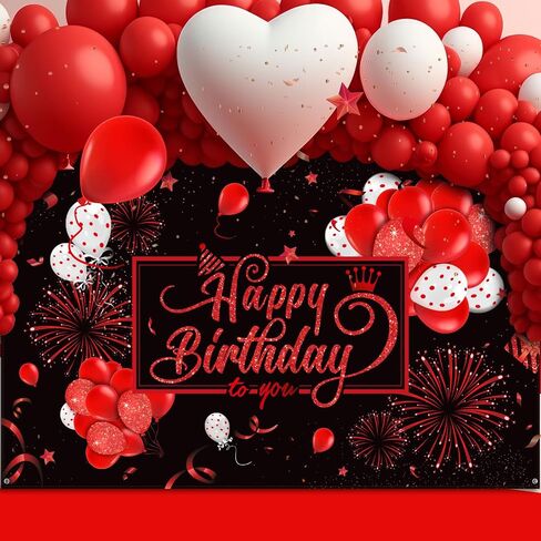 Blulu Black and Gold Happy Birthday Banner Sign Photo Backdrop, Classic in Kuwait