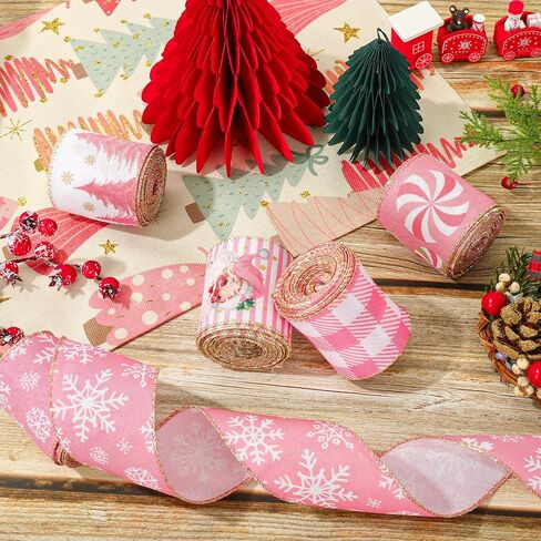 5 لفة وردية عيد الميلاد شريط حافة السلك in Kuwait