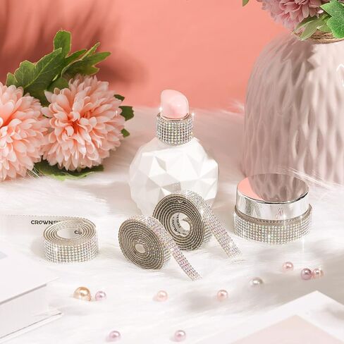 3 Rolls 3 Yards Self-Adhesive Crystal Rhinestone Diamond Ribbon DIY Rhinestone Stickers Bling Ribbons for Crafts Clothing Car and Gift Decoration in Saudi Arabia