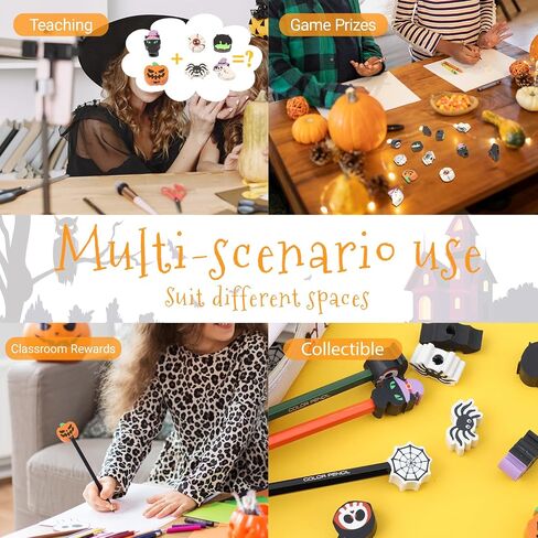 30 PCS Halloween Pencil Top Erasers for Kids Bulk Bulk Cute Halloween Eraser Caps Pencer Eraser Tops for Kids Toppers for School Party Favors مرة أخرى إلى اللوازم المدرسية in Kuwait