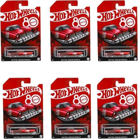 Hot Wheels Mattel Dream Mobile 80th Anniversary Collector's Edition 6 - Packing ، Retro - Futuristic 1:64 Die - Bict Cars ، Ages 3+ in Saudi Arabia