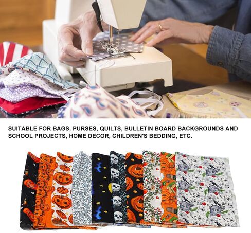10pcs Halloween Print DIY patchwork skull skull pumpkin ghost cotton sets in Saudi Arabia