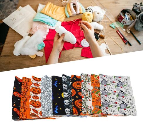 10pcs Halloween Print DIY patchwork skull skull pumpkin ghost cotton sets in Saudi Arabia