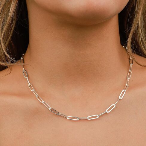 10 Pcs Paperclip Chain Necklace for Women 18 Inch Stainless Steel Gold Silver Charm Necklace Chains Adjustable Link Chains with Lobster Clasps Polishing Cloth for DIY Women Jewelry Making Supplies in Kuwait