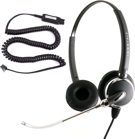 INNOTALK Best Noise Cancel Headset Compatible with Avaya 5620 5621 5625 6416 6424 QE4610 9404 9406 9408 9504 9508 - Pro Binaural Phone Headset + QD Headset Adapter in Kuwait