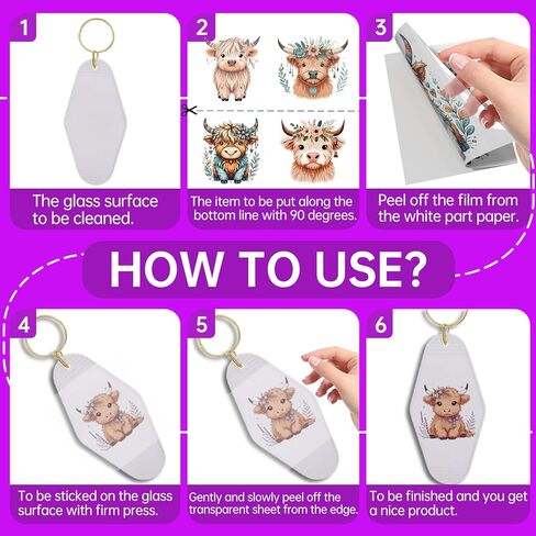 24pcs uv dtf keychain transfer stands ، boho horses cold transfer uit stickers for Motel Hotel Keychain Blanks in Kuwait