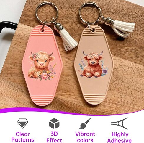 24pcs uv dtf keychain transfer stands ، boho horses cold transfer uit stickers for Motel Hotel Keychain Blanks in Kuwait