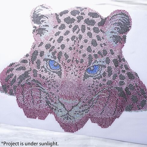 Leopard Rhinestone Patch Iron-On, Pink Black Blue Leopard Face Decor, DIY Craft Embellishment for Jackets Jeans Bags 14.9'' x 11.61'' in Saudi Arabia