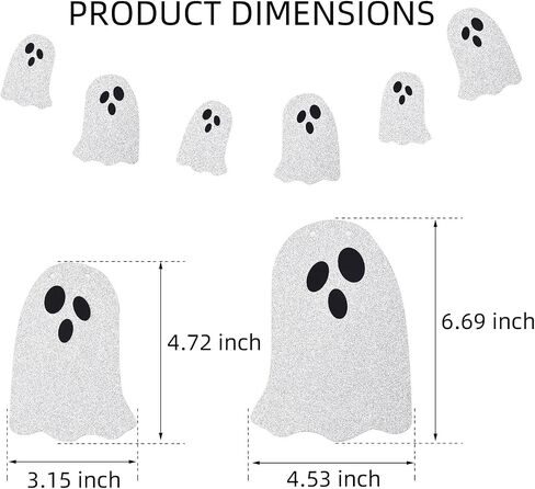 (2 Packs) White Glitter Halloween Hanging Ghost Banner - Ideal for Halloween Party, Indoor & Outdoor Home Decor with Garland and Banner Styles in Saudi Arabia