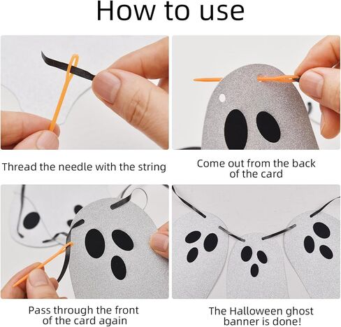 (2 Packs) White Glitter Halloween Hanging Ghost Banner - Ideal for Halloween Party, Indoor & Outdoor Home Decor with Garland and Banner Styles in Saudi Arabia