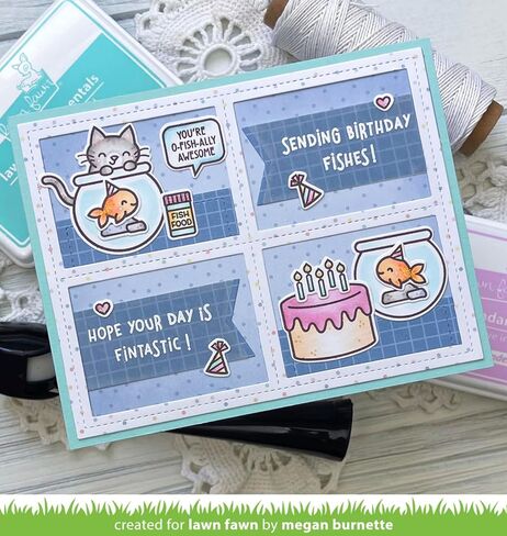Lawn Fawn Keep on Swimming Add-on 3"x4" Clear Stamp Set, Coordinating Dies and Stencil, 3 Item Bundle in Saudi Arabia