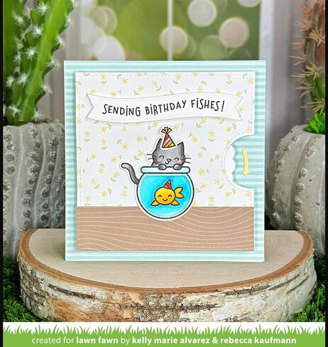 Lawn Fawn Keep on Swimming Add-on 3"x4" Clear Stamp Set, Coordinating Dies and Stencil, 3 Item Bundle in Saudi Arabia