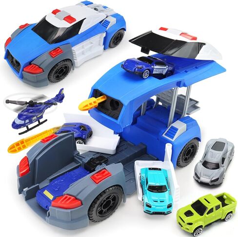 CORPER TOYS Deformation Police Car Toys Playset for Kids with Launchable Missile, Helicopter and Vehicles Set for Boys and Girls Gift for Christmas Birthday in Kuwait