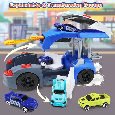 CORPER TOYS Deformation Police Car Toys Playset for Kids with Launchable Missile, Helicopter and Vehicles Set for Boys and Girls Gift for Christmas Birthday in Kuwait