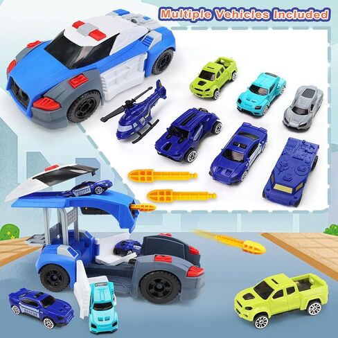 CORPER TOYS Deformation Police Car Toys Playset for Kids with Launchable Missile, Helicopter and Vehicles Set for Boys and Girls Gift for Christmas Birthday in Kuwait