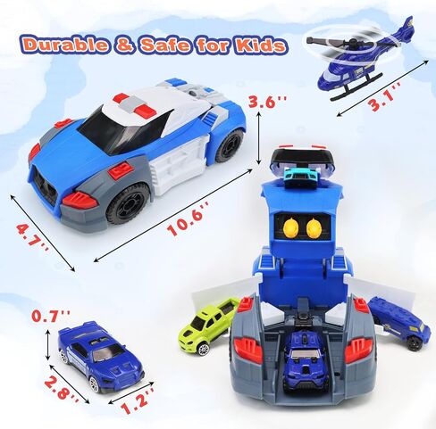 CORPER TOYS Deformation Police Car Toys Playset for Kids with Launchable Missile, Helicopter and Vehicles Set for Boys and Girls Gift for Christmas Birthday in Kuwait
