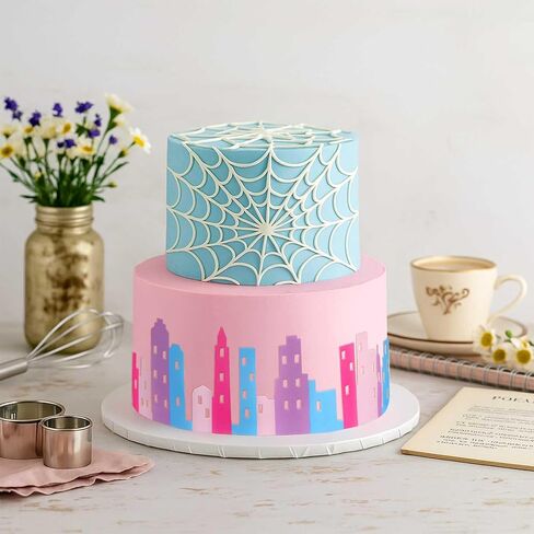 4 Pieces City Cake Border Skyscraper Cake Toppers for Boy and Girls Hero Birthday Party Decoration Favor Stick on or Lay on Building Images Lighted City Backdrop for Cakes Wrap Party Supplie(Black) in Kuwait