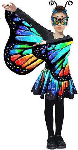 أزياء أجنحة الفراشة Jackcell مع تنورة للفتيات ، مجموعة أزياء Cape Fairy Cape Fairy ، فستان Cosplay Halloween in Kuwait