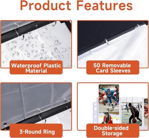 Card Card Binder 400 Pockets ، 4 جيب تداول بطاقة تداول مع 50 من الأكمام ذات الوجهين القابل للإزالة ، 3 حلقة سحاب ألبوم مجموعة PU لمجموعة البطاقات الرياضية in Saudi Arabia