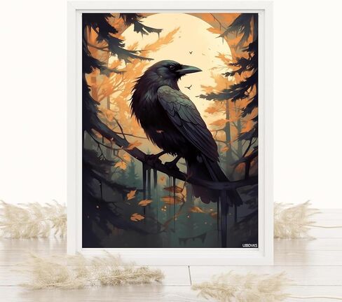 uibdvks Crow Diamond Painting Kits للبالغين يرسمون عملًا فنيًا للمبتدئين للمبتدئين الكريستال الكريستال التطريز الحرف اليدوية للديكور المنزلي ديكور الجدار 12x16inch in Saudi Arabia