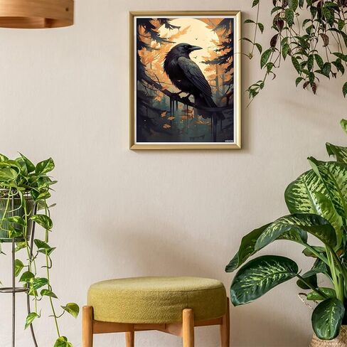 uibdvks Crow Diamond Painting Kits للبالغين يرسمون عملًا فنيًا للمبتدئين للمبتدئين الكريستال الكريستال التطريز الحرف اليدوية للديكور المنزلي ديكور الجدار 12x16inch in Saudi Arabia