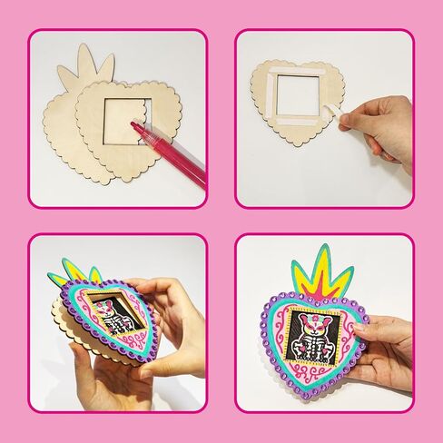 15 مجموعات غير مكتملة القلب الخشبي المقدس إطار Retablo فارغ milagros milagros sacred heart dia de los muertos إطار الصورة in Saudi Arabia