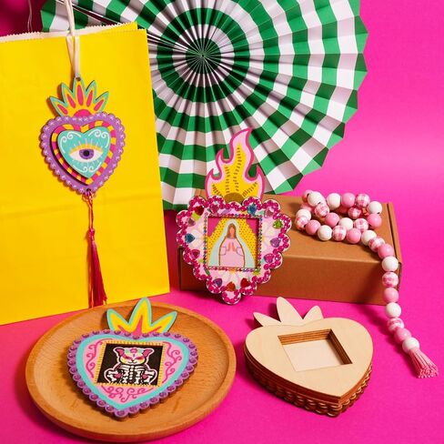 15 مجموعات غير مكتملة القلب الخشبي المقدس إطار Retablo فارغ milagros milagros sacred heart dia de los muertos إطار الصورة in Saudi Arabia