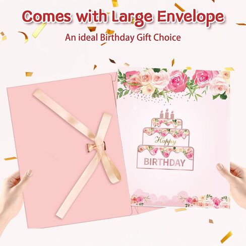Large 80th Birthday Card With Envelope for Women, Pink Rose Happy 80th Birthday Giant Guest Signature Book Gift, Extra Big Eighty Greeting Card Decoration, Cheers to 80 Year Old Birthday Party Supply in Saudi Arabia