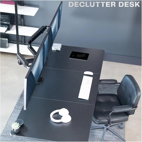 Aluminum Full Motion Dual Monitor Arm Desk Stand with U Port - in Saudi Arabia