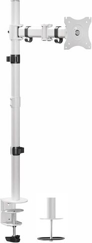White Single Monitor Desk Mount Extra High Adjustable Stand for 32 Inch Screens - in Saudi Arabia